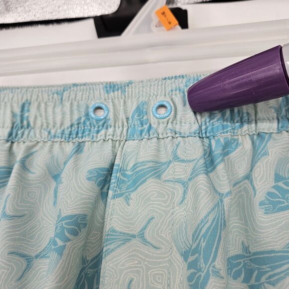 Huk Shorts Mens Large Swimming Trunks‎ Lined Fishing Summer Green All Over Print - Picture 2 of 14